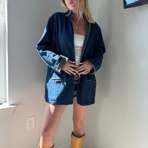 Vintage flannel lined denim blue jacket